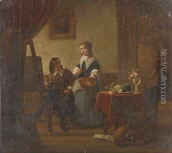 In the artist's studio Oil Painting - Jan Vermeer Van Delft