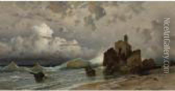 Coastal Scene With A Sentinel's Post Oil Painting - Hermann David Salomon Corrodi