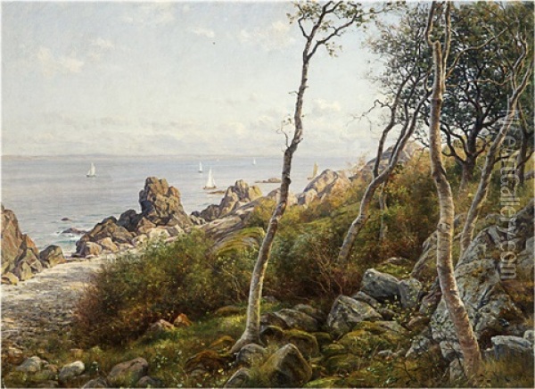 View From A Shore Oil Painting - Berndt Adolf Lindholm