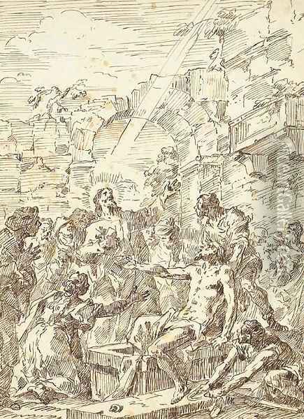 The Raising of Lazarus Oil Painting - Francesco Fontebasso