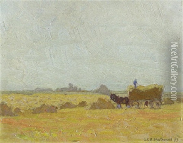 Harvest A Hot Day Oil Painting - James Edward Hervey MacDonald