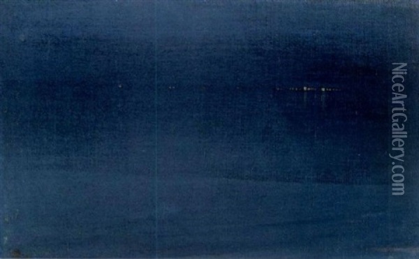 North Shore Nocturne Oil Painting - Hermann Dudley Murphy