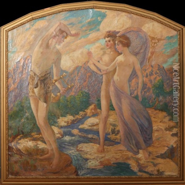 Pan, Mercury And Venus Oil Painting - William de Leftwich Dodge