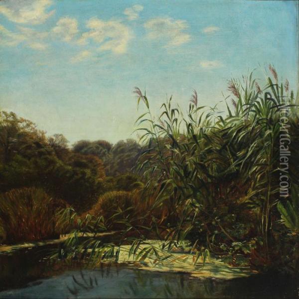 Glade With Lake Oil Painting - Godfred B.W. Christensen