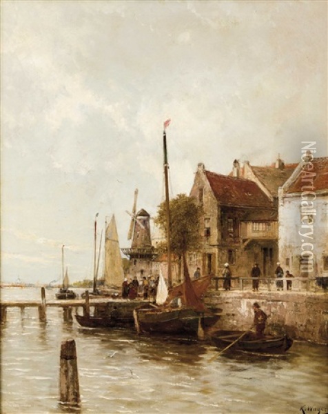 Hafen Von Amsterdam Mit Reicher Figurenstaffage Oil Painting - Karl Theodor Wagner