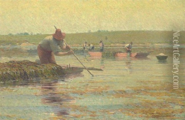 River Weeders Oil Painting - Edward Herbert Barnard