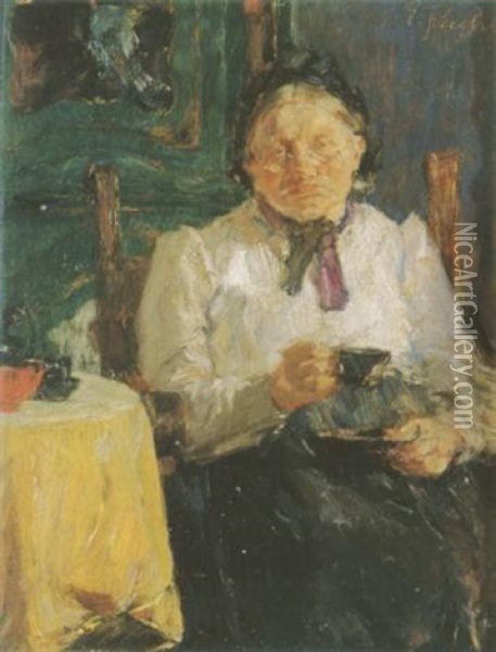 Beim Kaffee Oil Painting - Gotthardt Johann Kuehl