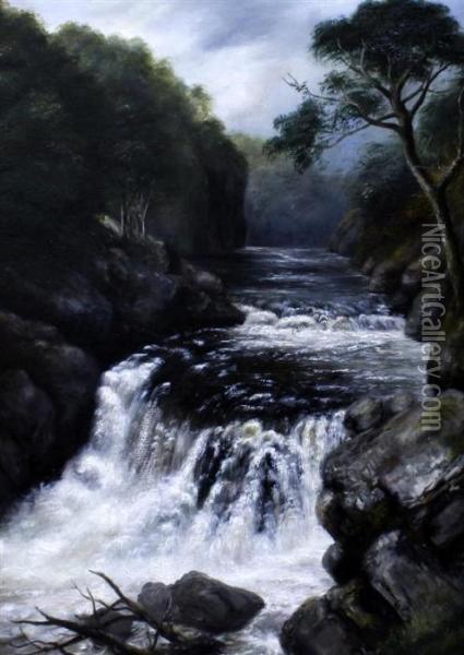 On The Neath, South Wales Oil Painting - John Brandon Smith