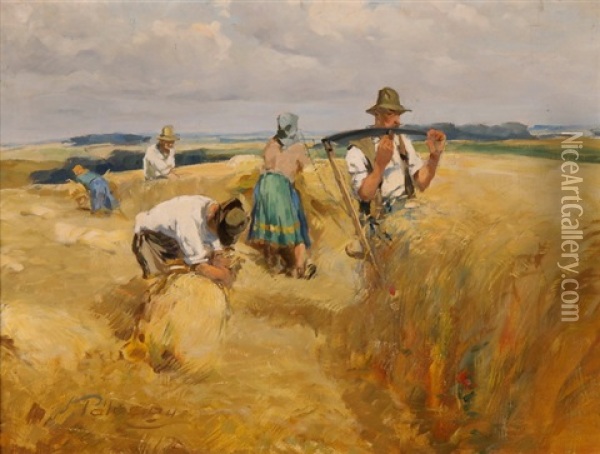 Bei Der Ernte Oil Painting - Zsigmond Palnagy