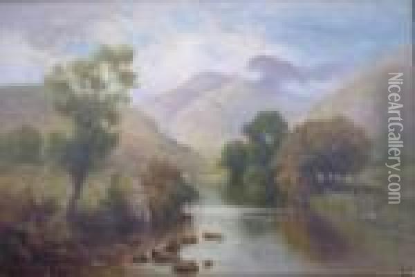 The Langdale Pikes, Westmorland Oil Painting - Edward Henry Holder