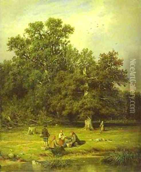 Gathering Mushrooms 1870 Oil Painting - Ivan Shishkin