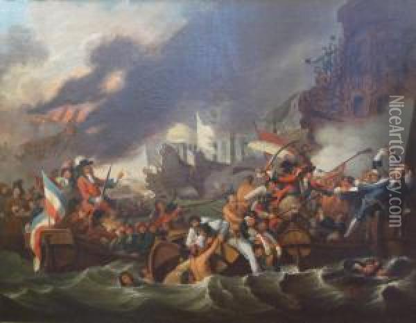 Battle Of La Hogue Oil Painting - Benjamin West