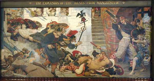 The Expulsion of the Danes from Manchester Oil Painting - Ford Madox Brown