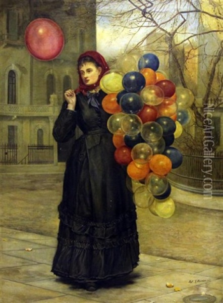 The Balloon Seller Oil Painting - Philip Richard Morris