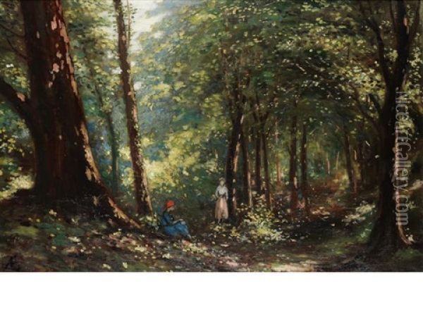 In The Forest Oil Painting - George Russell
