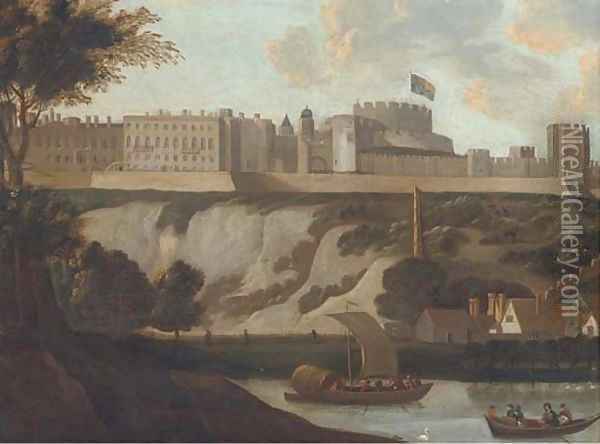 River traffic on the Thames, with Windsor Castle beyond Oil Painting - Hendrick Danckerts