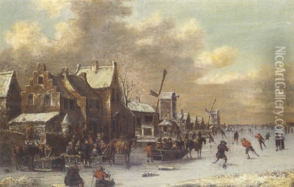Les Joies De L'hiver Oil Painting - Thomas Heeremans