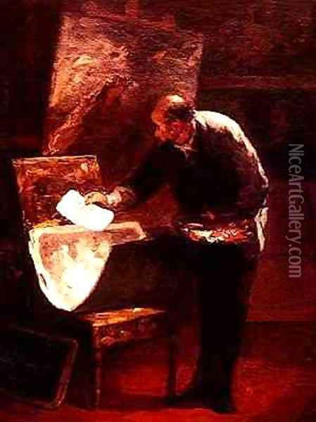 The Artist in his Studio Oil Painting - Honore Daumier