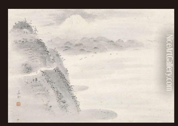Mountain View Oil Painting - Ikeda Sanshin Koson