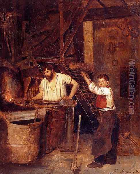 The Blacksmith's Shop Oil Painting - Francois Bonvin