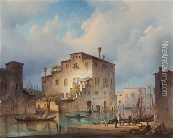 Kanal In Venedig Oil Painting - Heinrich Schonfeld