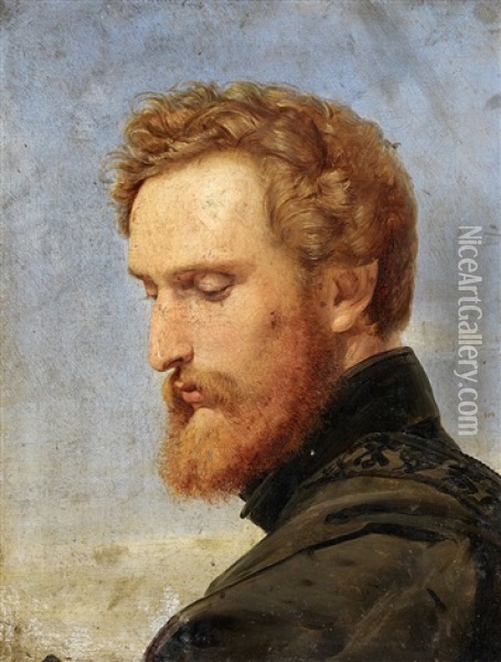 Portrat Des Malers Heinlein Als Ritter Schellenberg Oil Painting - Wilhelm von Kaulbach