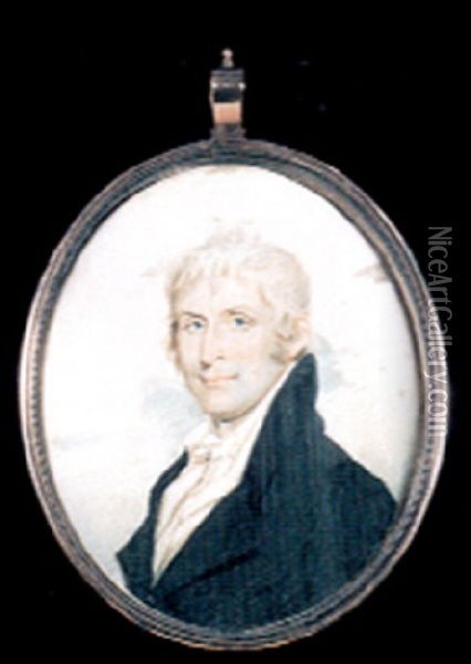 Mr. John Sims In Black Coat, White Waistcoat And Tied Stock Oil Painting - Benjamin Trott