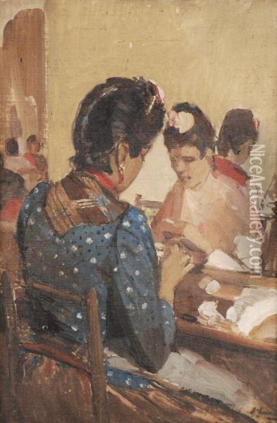Cigarette Makers In Seville Oil Painting - John Lavery