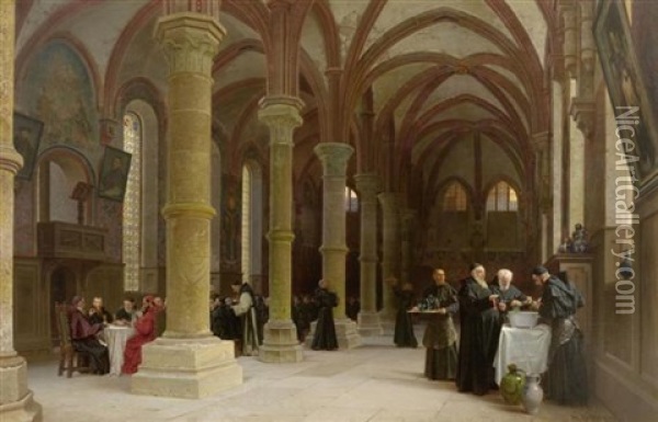 Das Sommerrefetorium Im Kloster Maulbronn Oil Painting - Wilhelm Ludwig Friedrich Riefstahl