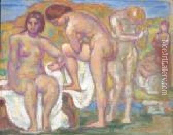 Bagnanti Oil Painting - Ludolf Henric Verworner