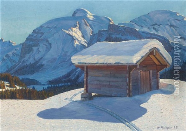 Ansicht Des Titlis Oil Painting - Wilhelm Amrhein