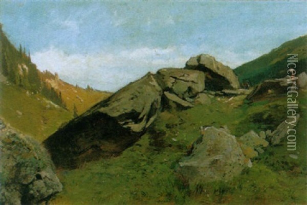 Felsige Landschaft Im Gebirge Oil Painting - Otto Froelicher