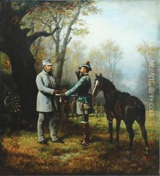 Po Polowaniu - Spotkanie Cesarzy Franciszka Jozefa Z Wilhelmem Ii Oil Painting - Conrad Freyberg