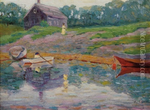 Headed For The Lake, Possibly A View Of Ogunquit Oil Painting - Katherine Adams Lovell