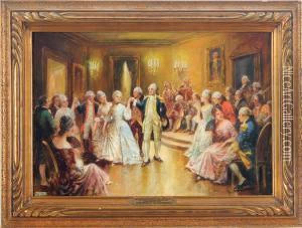 George Washington Dancing The 
Minuet With Nellie Curtis In His Mt. Vernon Home Feb. 22nd 1777 Oil Painting - Edward Percy Moran