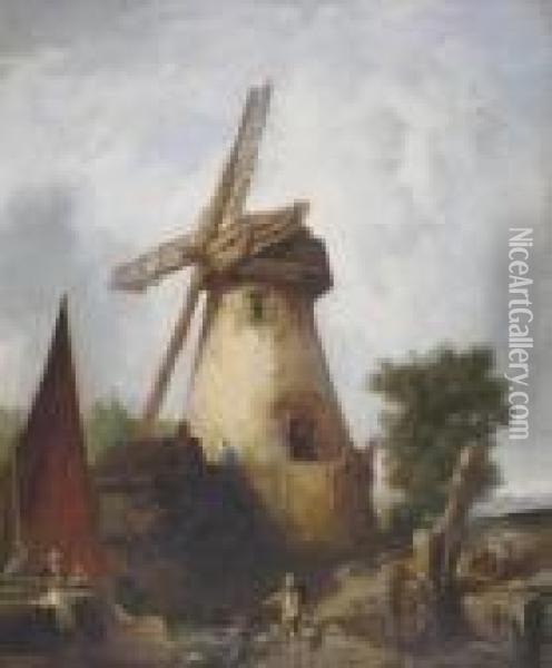 A Working Windmill Oil Painting - John Crome