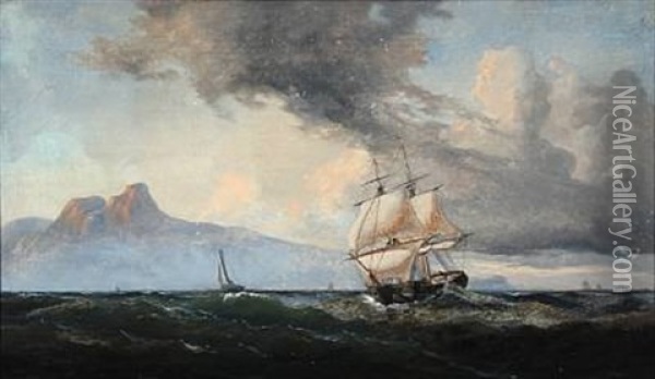Sejler Under Norges Kyst Oil Painting - Carl Julius Emil Olsen
