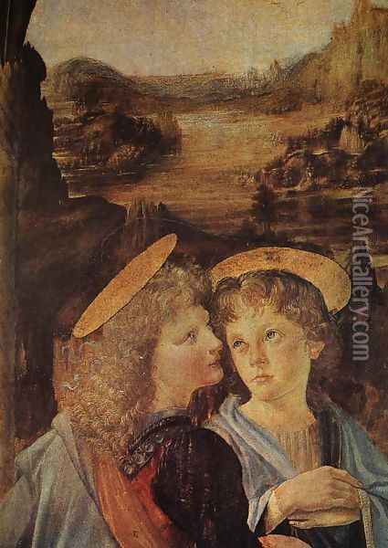 The Baptism of Christ [detail] Oil Painting - Leonardo Da Vinci