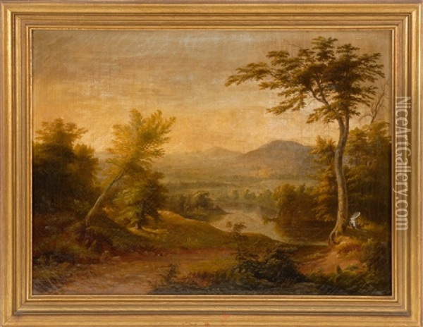 Landscape With Distant Mountains Oil Painting - George Nelson Cass