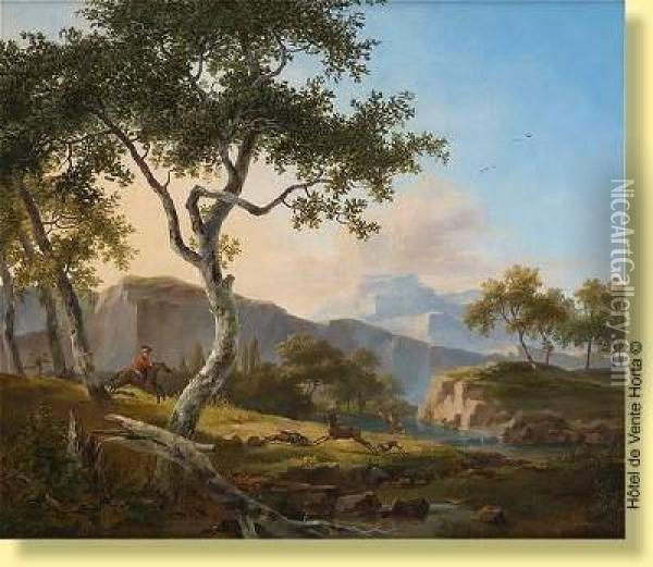 Scene De Chasse Sur Fond De Oil Painting - Pierre Francois de Noter