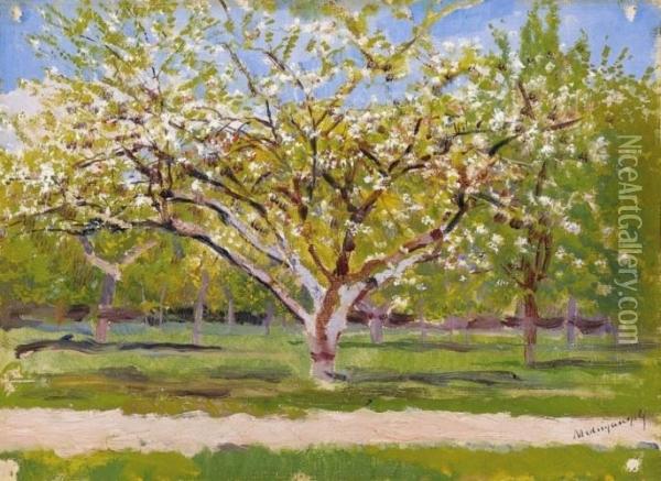 Trees Blossoming Oil Painting - Laszlo Mednyanszky