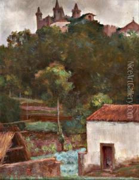 Paisagem - Castelo De Vila Da Feira Oil Painting - Arthur Jose Souza De Loureiro