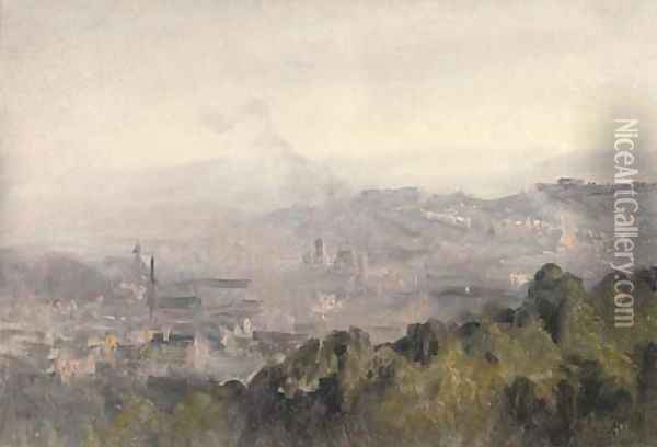 A panorama of Edinburgh Oil Painting - Telemaco Signorini