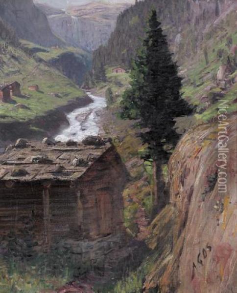 Sommerlicher Gebirgsbach Oil Painting - Albert H. Gos