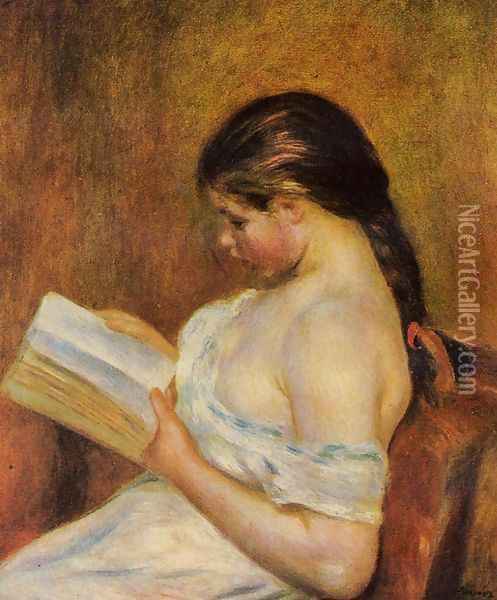 Young Girl Reading Oil Painting - Pierre Auguste Renoir