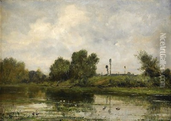 Franskt Landskap Oil Painting - Jules Charles Rozier