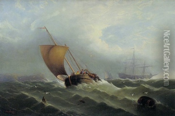 A Shipwreck Oil Painting - Edward Moran