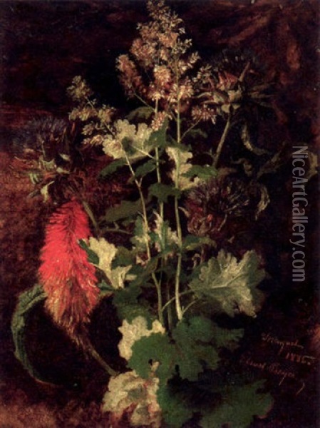 Blumenstilleben Mit Scheinmohn Und Fackellilie Oil Painting - Ernest Julius Preyer