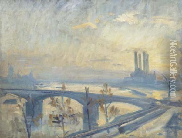 The Thames At Cheyne Walk Oil Painting - Wilfred Gabriel De Glehn