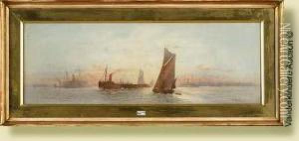 Off Gravesend Oil Painting - Frederick E.J. Goff